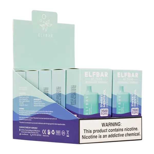 BUY 1 GET 1 FREE Sweet Menthol Elf Bar 3500 | Vape Amazon India EBDESIGN