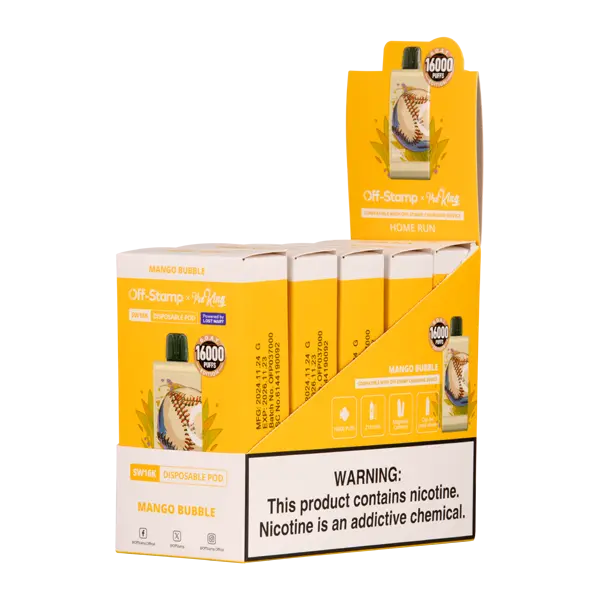 BUY 1 GET 1 FREE Mango Bubble Off Stamp X Pod King SW16000 Disposable | Vape Amazon India Off Stamp