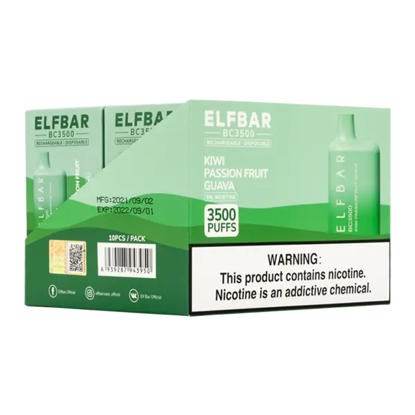 BUY 1 GET 1 FREE Kiwi Passionfruit Guava Elf Bar 3500 | Vape Amazon India EBDESIGN